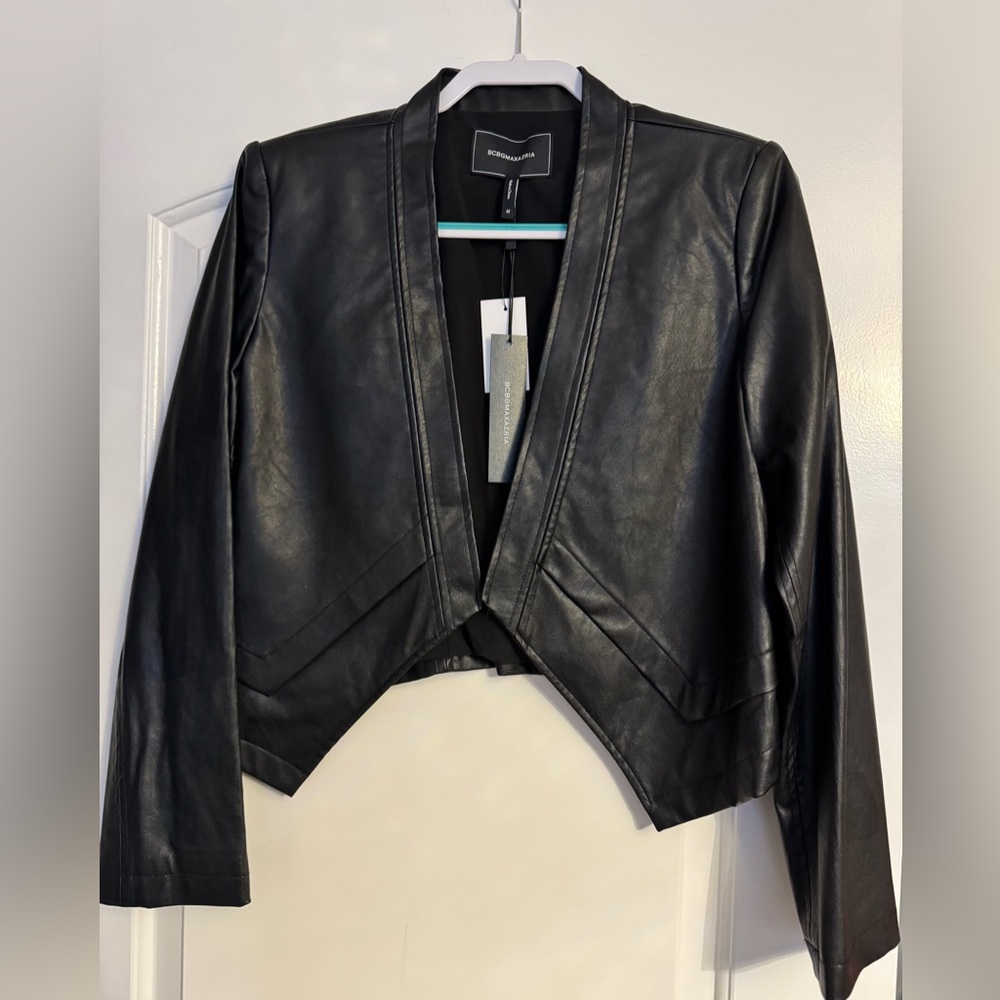 BCBGMaxAzria Black Faux Leather Women's Jacket, Size M, New with Tags